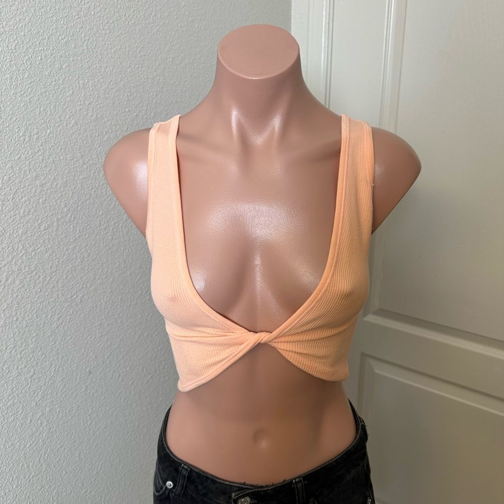Out From Under by Urban Outfitters Peach Twist Front Crop Top Bralette Sz XS